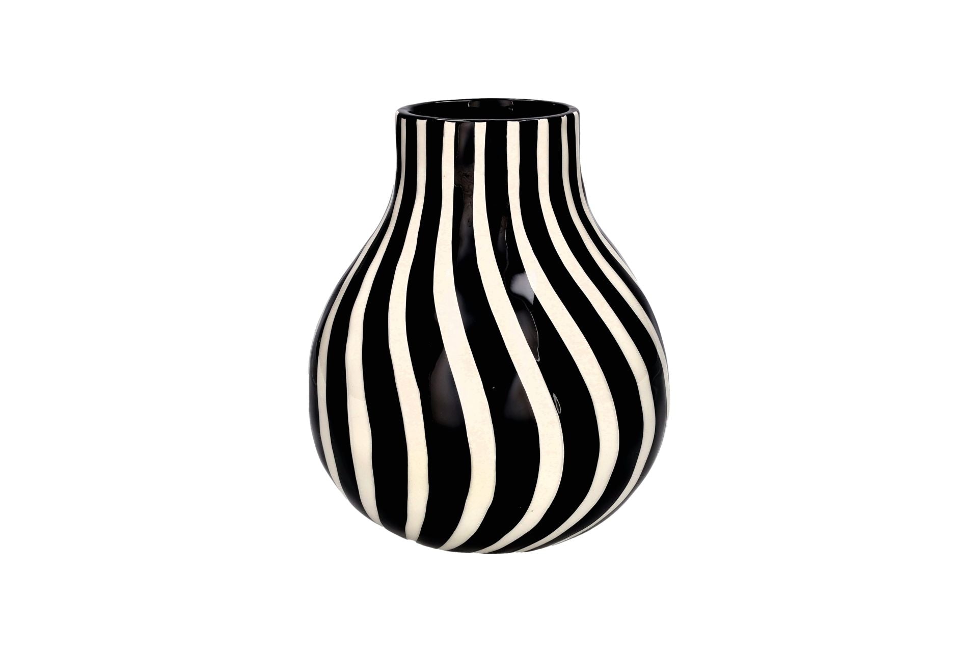 Vase Artisan - schwarz & weiß gestreift
