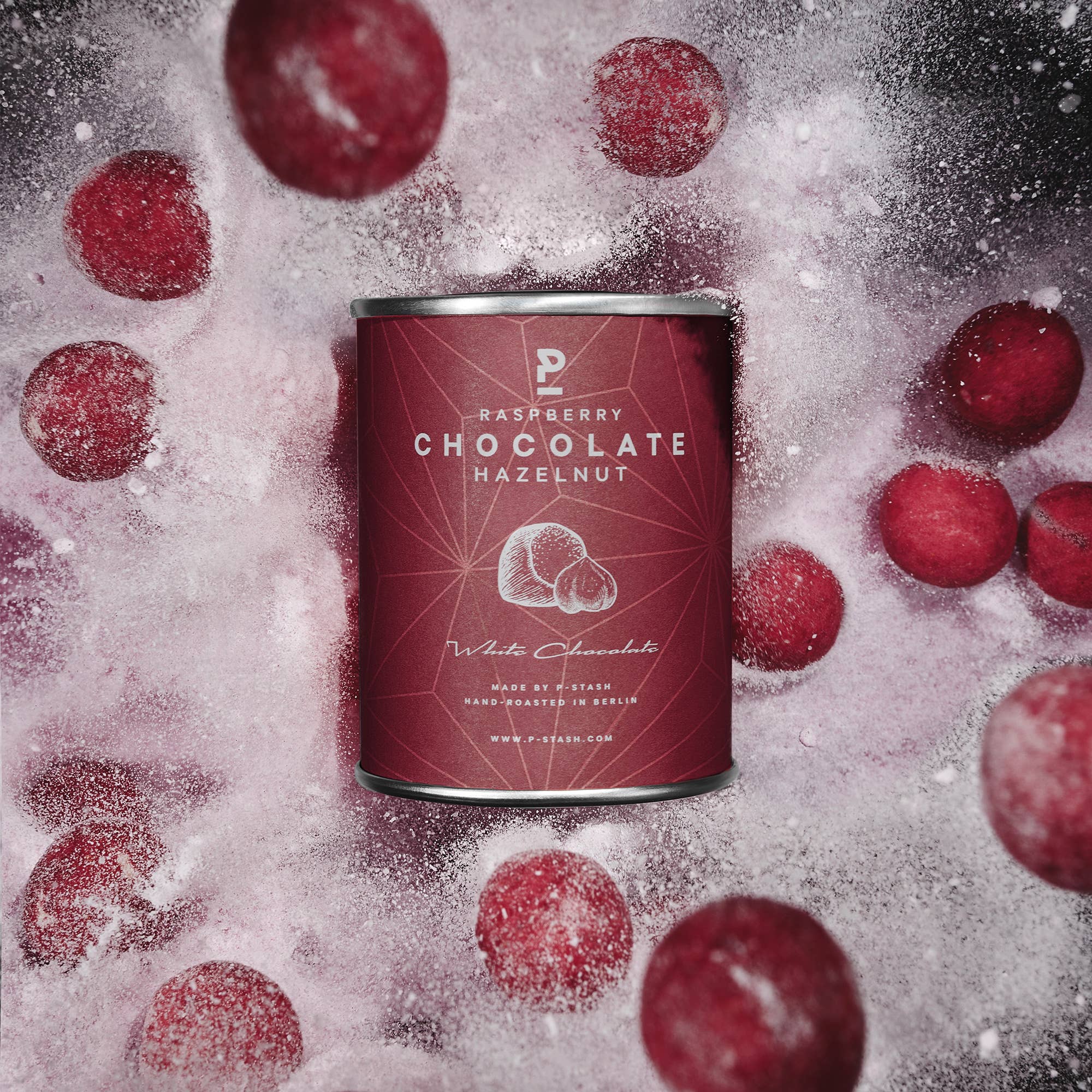 Haselnüsse - Weiße Schokolade mit Himbeere - 60g