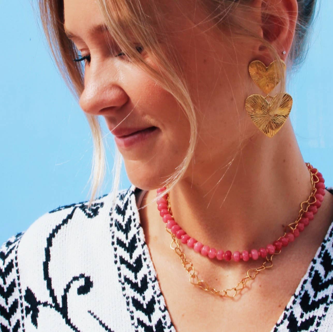 Statement-Ohrring 2 Herzen