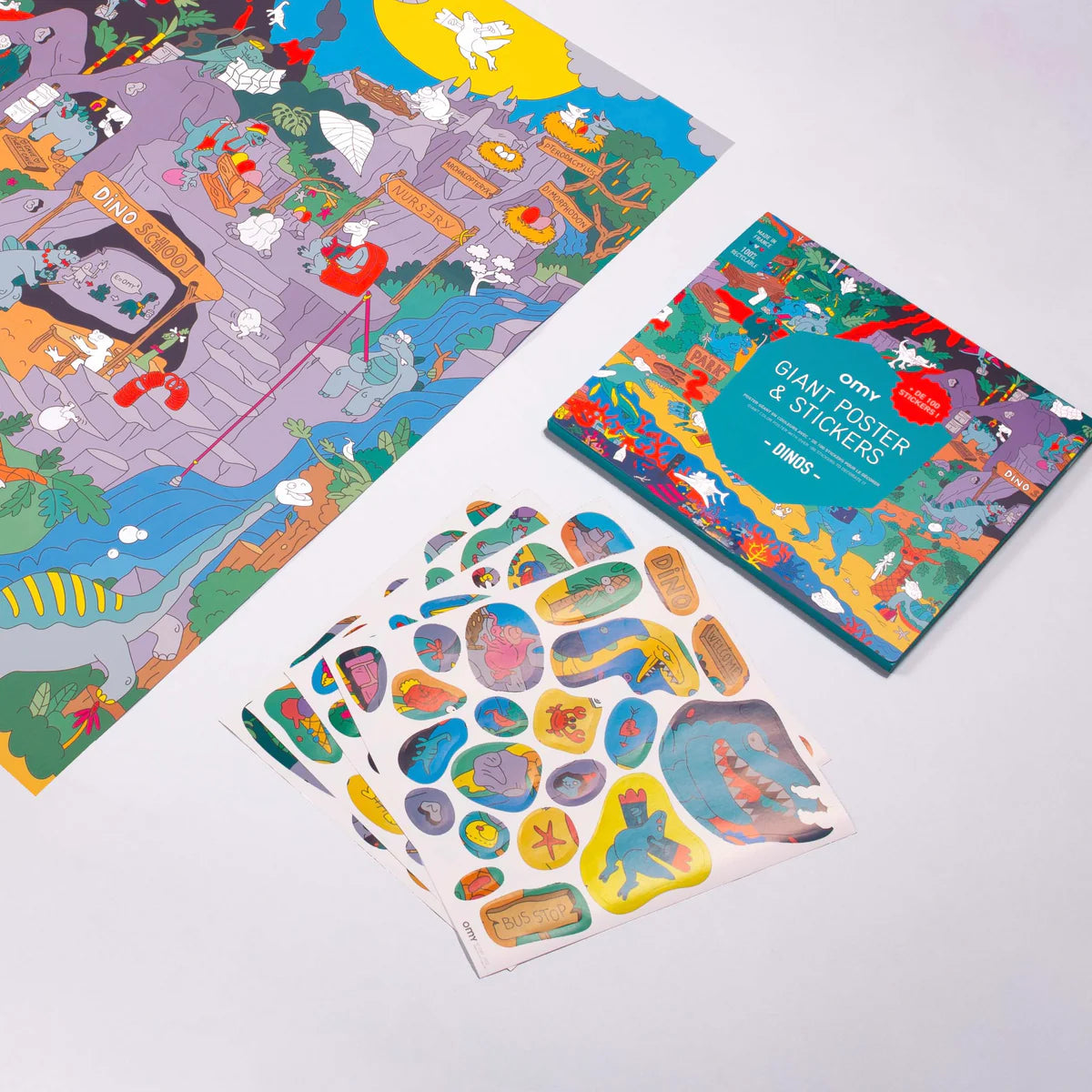 Poster Suchen & Finden mit 100 Stickern Dinos