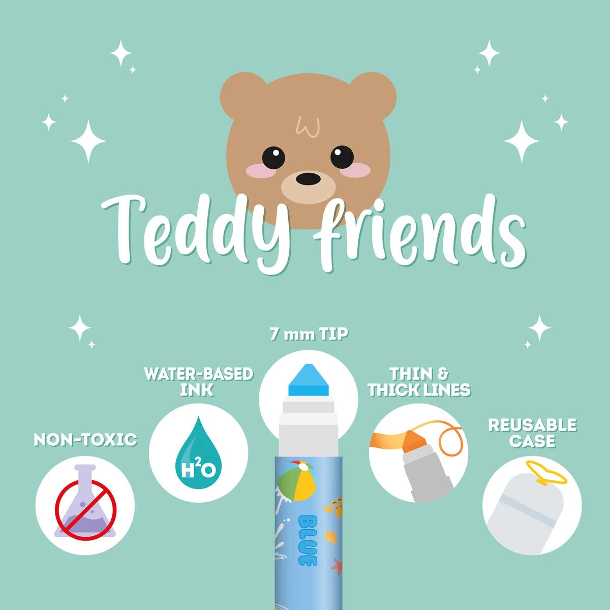 Set mit 12 Filzstiften - Teddy Friends