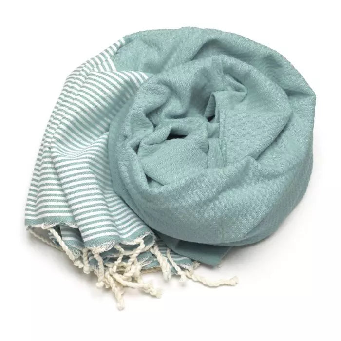 Fouta Hamamtuch 140 x 70 - Velvet Thyme (grün weiß gestreift)