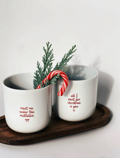 Becher Tasse X-Mas rot - Santa Baby - Mistletoe - Christmas