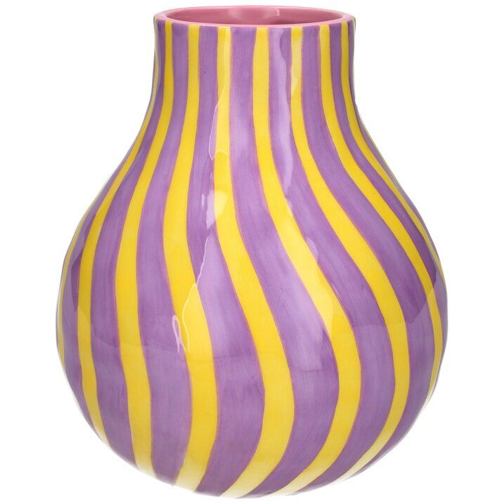 Vase Artisan - gelb &amp; lila gestreift