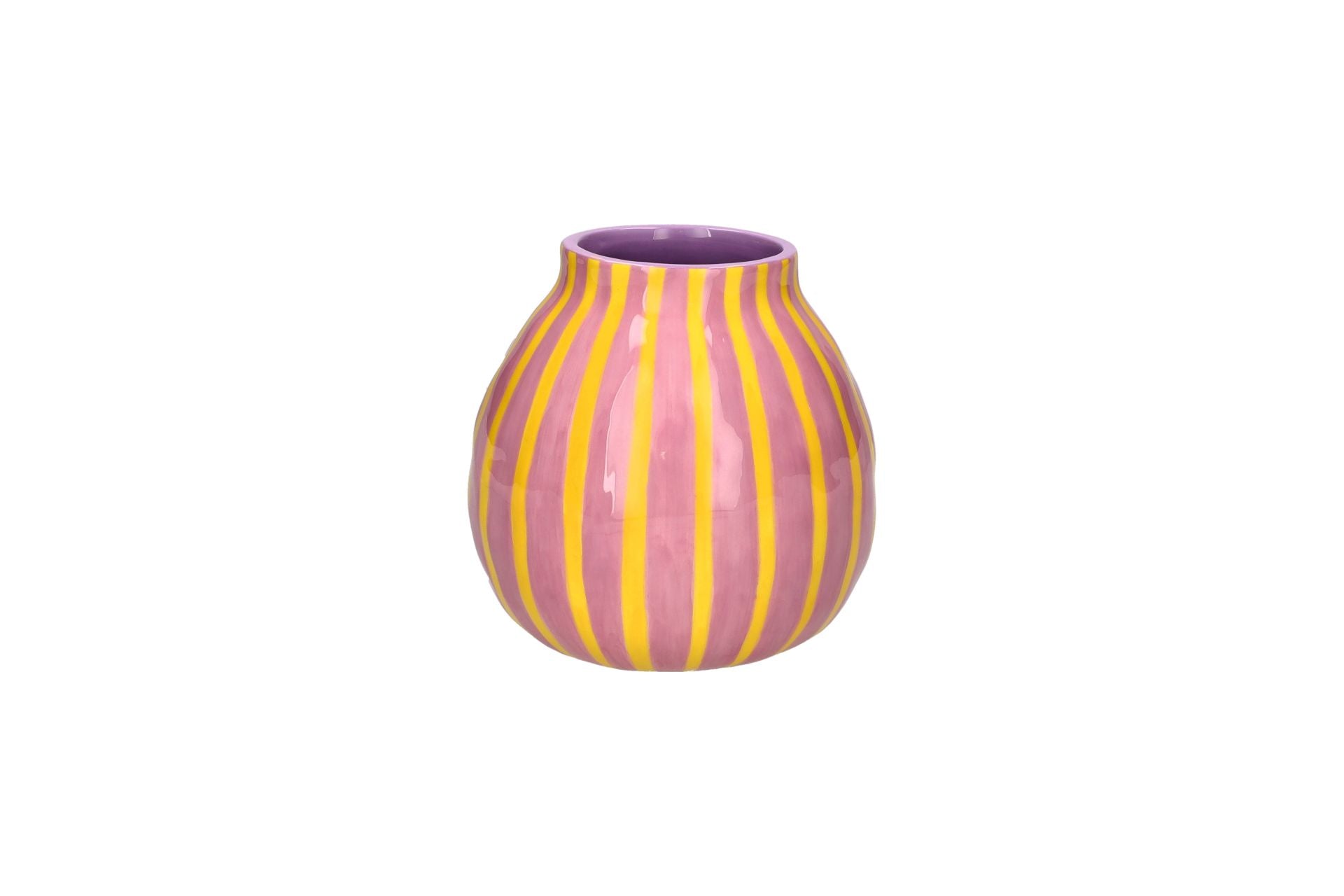 Vase Artisan - rosa &amp; gelb gestreift