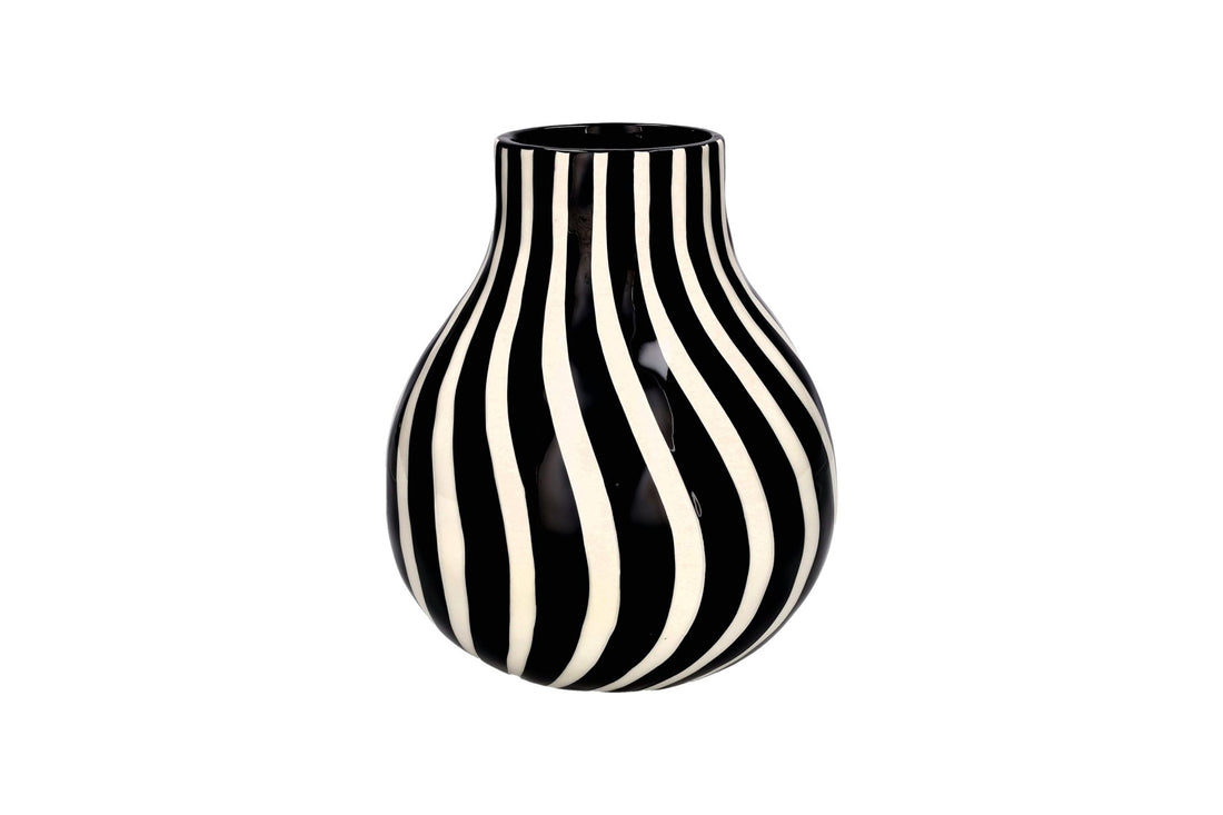 Vase Artisan - schwarz &amp; weiß gestreift