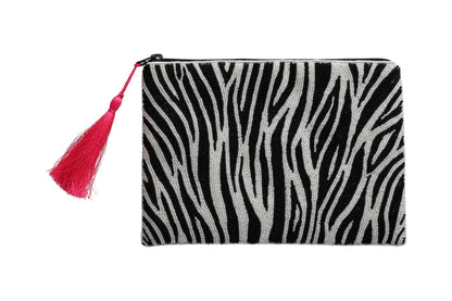 Perlenbesetzte Tasche  Elodie XL im Zebra-Look