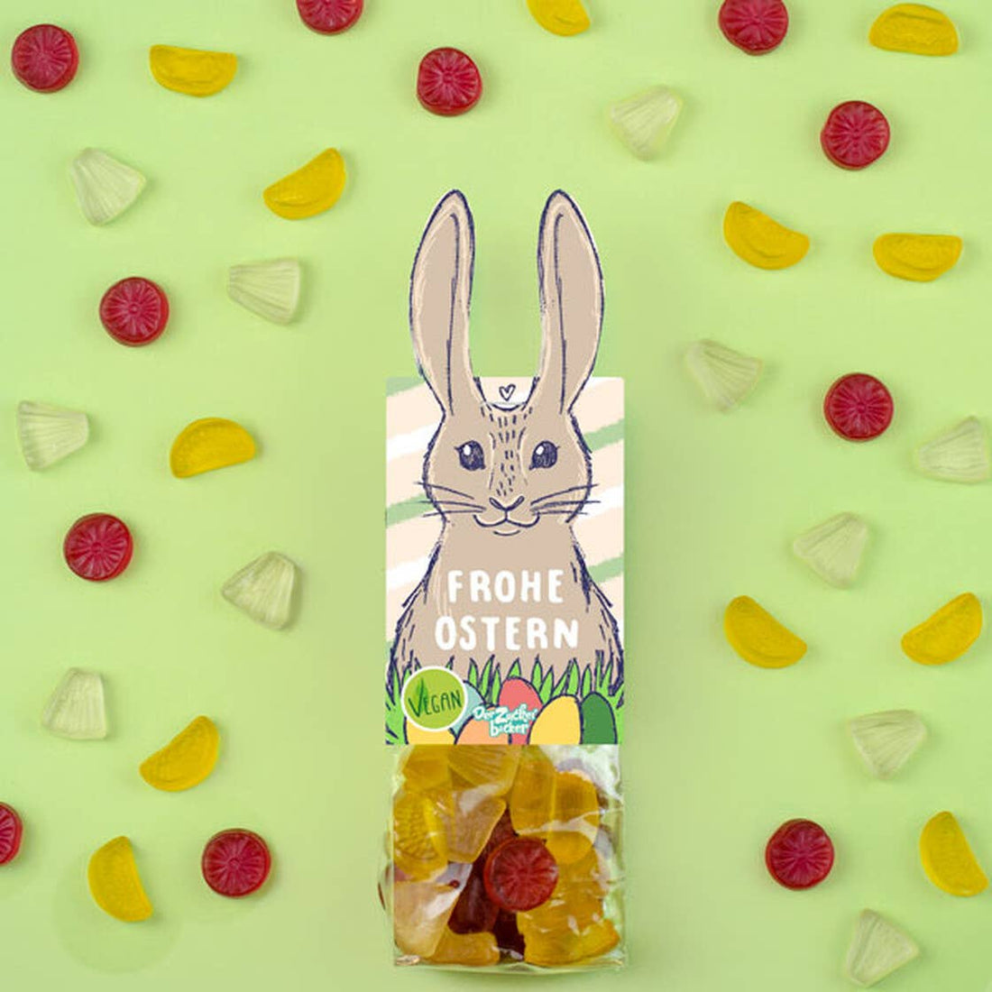 Naschbeutel Hase Fruchtgummi Mischung Vegan Ostern