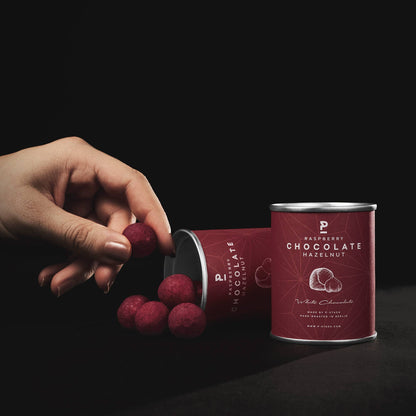 Haselnüsse - Weiße Schokolade mit Himbeere - 60g