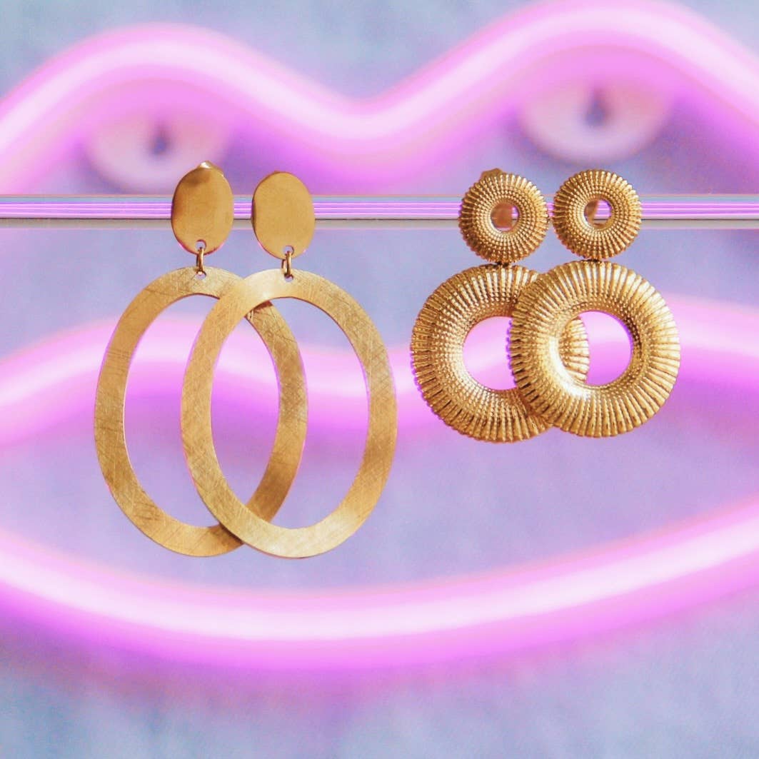 Statement-Ohrringe großer ovaler Ring - Gold