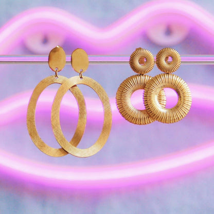 Statement-Ohrringe großer ovaler Ring - Gold