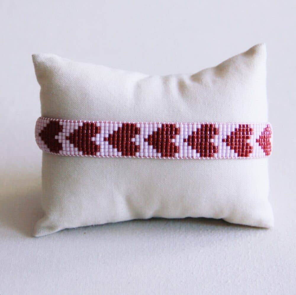 Herzgewebtes Armband - Lila/Bordeaux