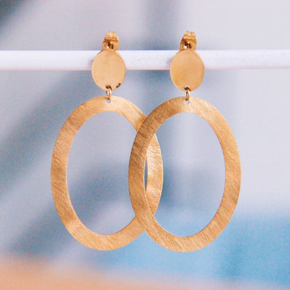 Statement-Ohrringe großer ovaler Ring - Gold