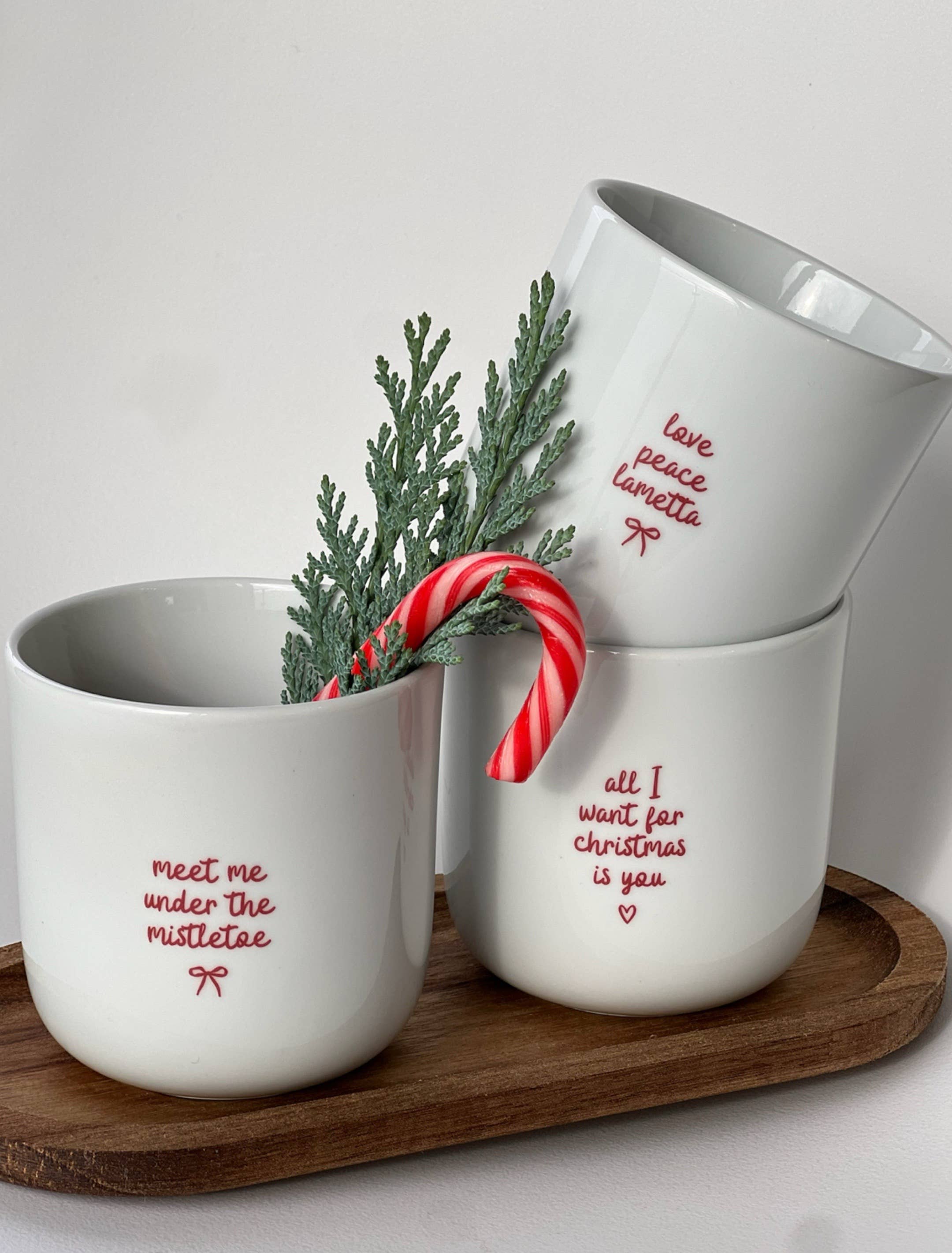 Becher Tasse X-Mas rot - Santa Baby - Mistletoe - Christmas