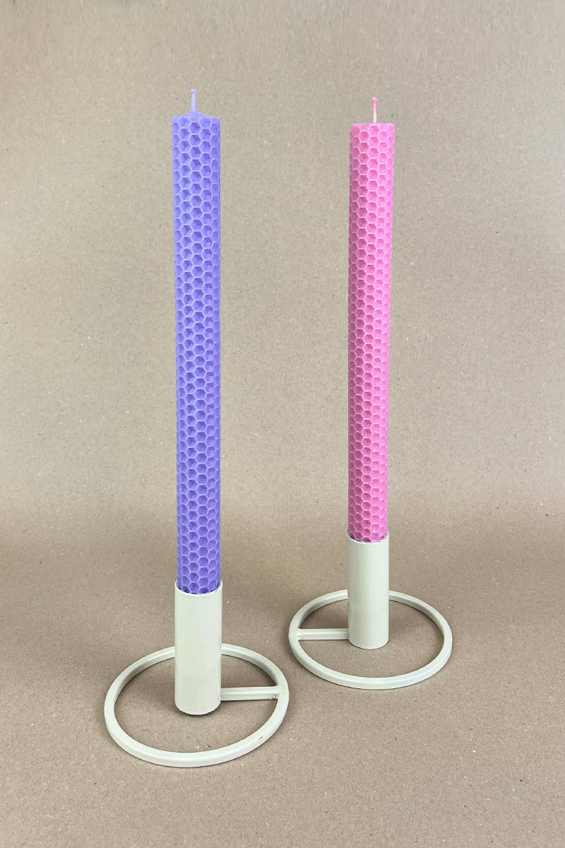 Farbige Bienenwachs Stabkerzen - rose &amp; lilac