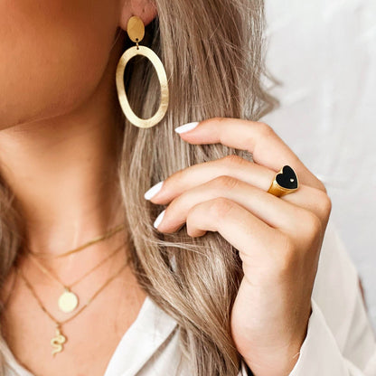 Statement-Ohrringe großer ovaler Ring - Gold