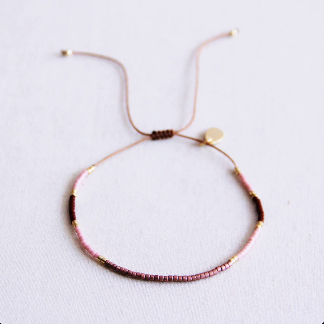 Miyuki-Armband Farbblockierung - Flieder/Taupe/Bordeaux