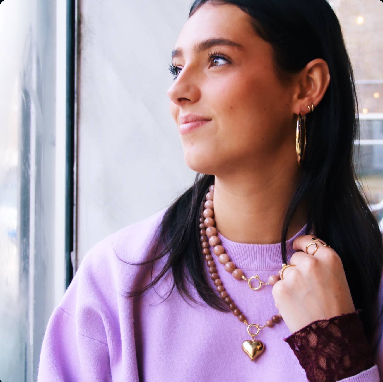 Halskette aus Natursteinperlen &