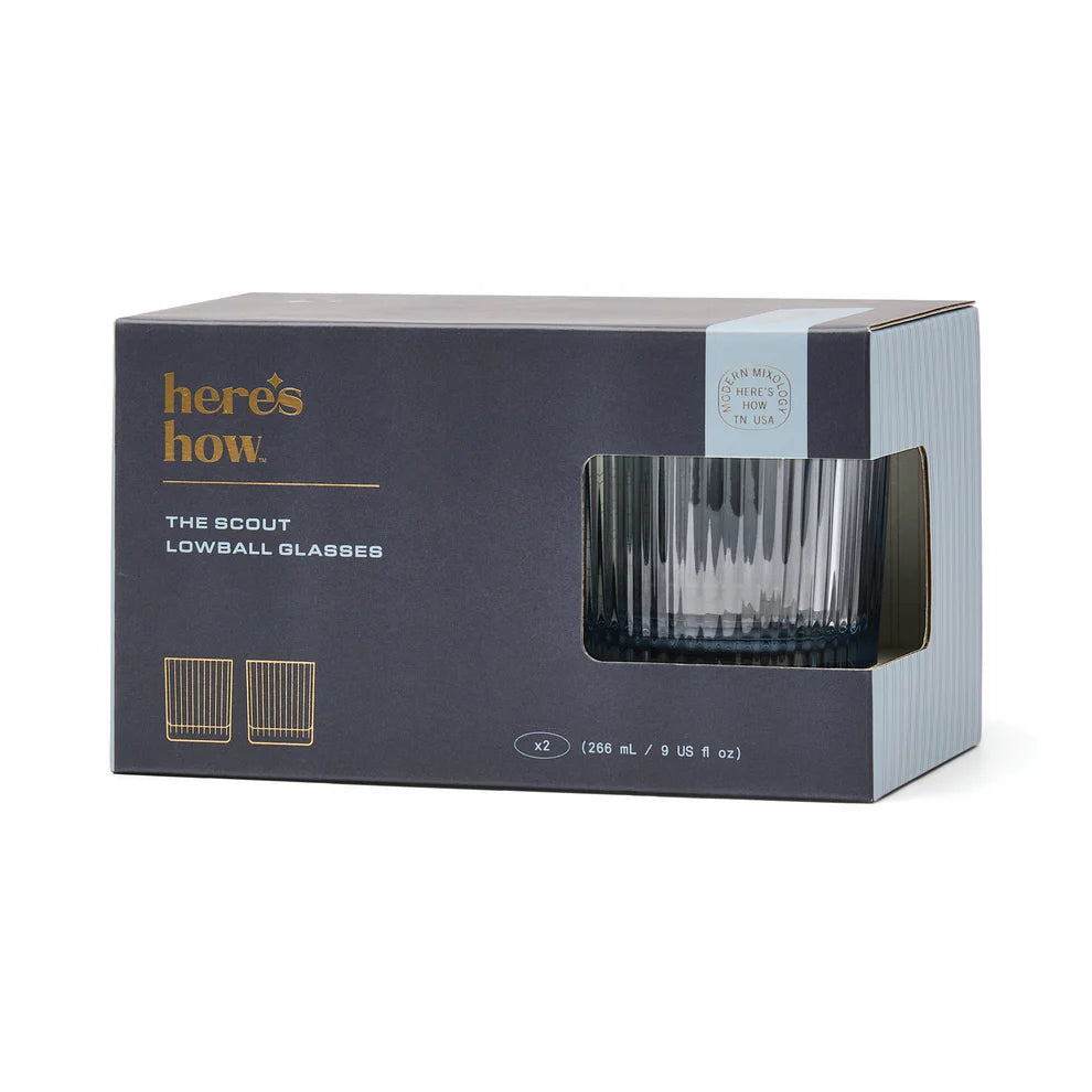 Trinkglas geriffelt - 2 er Set blau