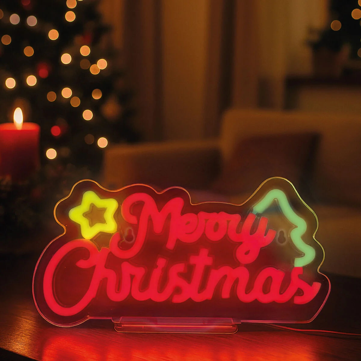 LED-Lampe mit Neon-Effekt: Merry XMas