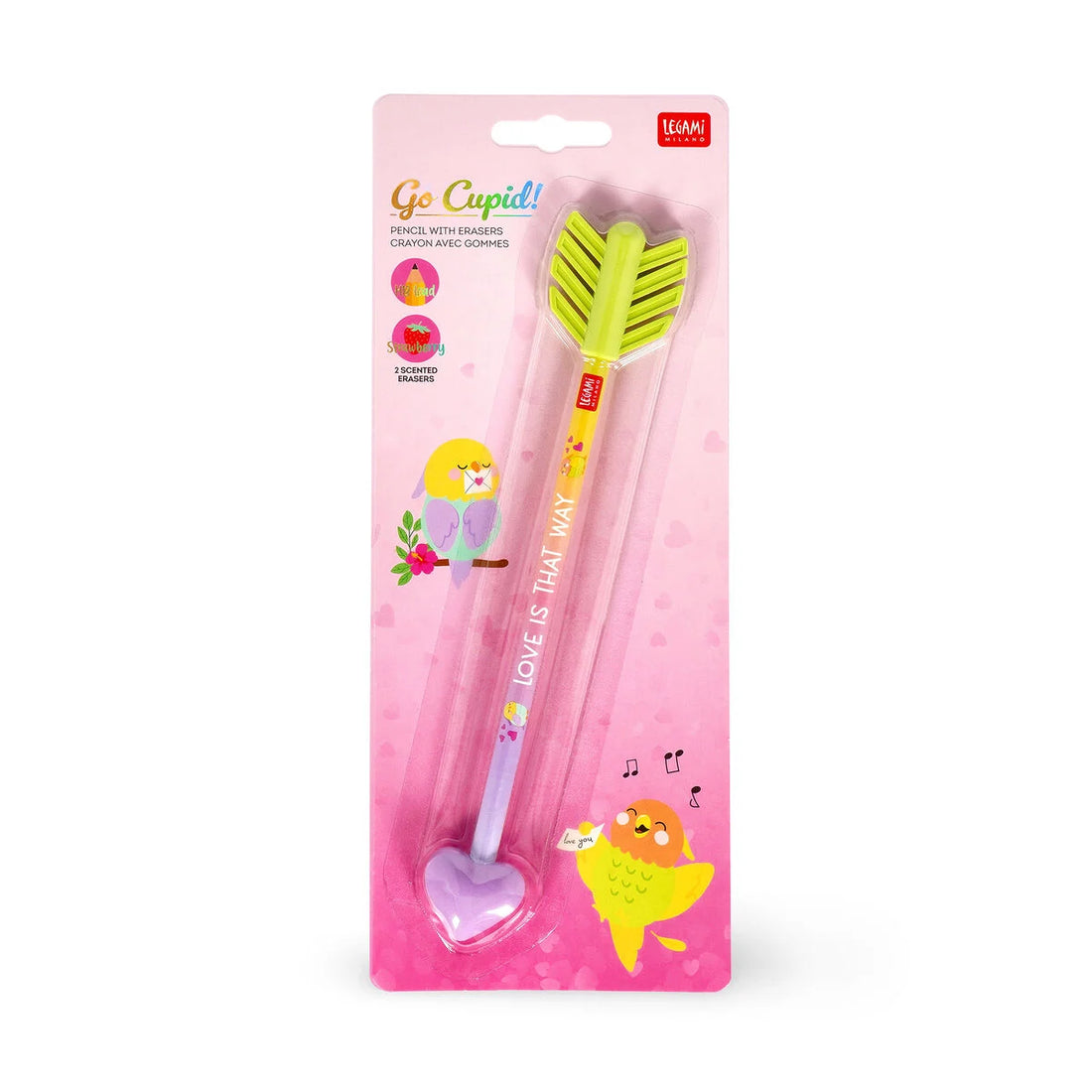 Stift mit zwei Radiergummis mit Duft - Go Cupid!