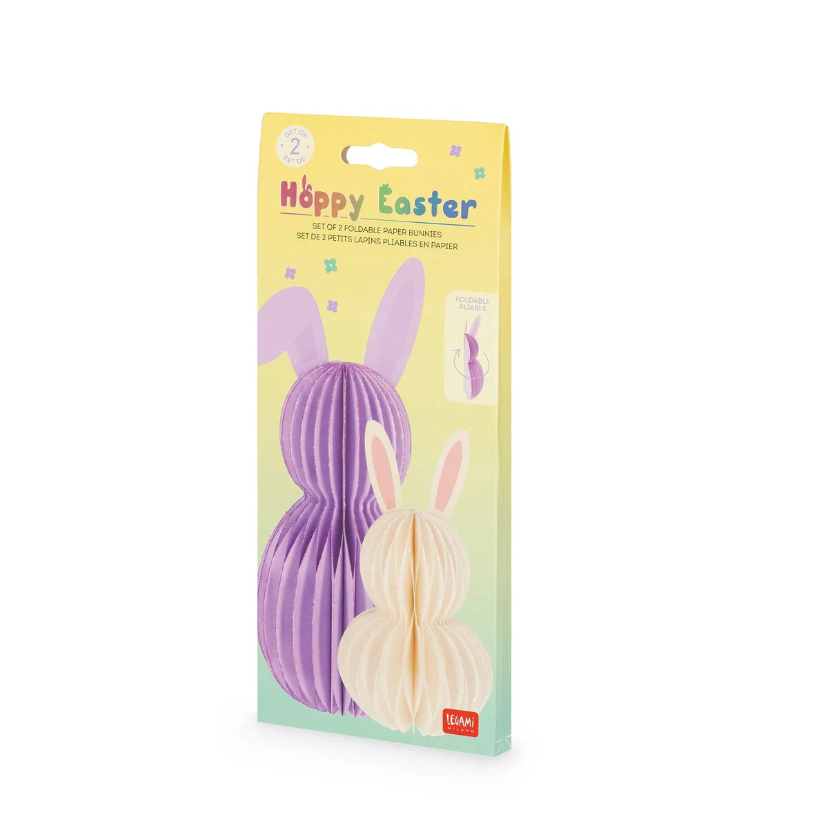 Set mit 2 faltbaren Häschen aus Papier - Hoppy Easter