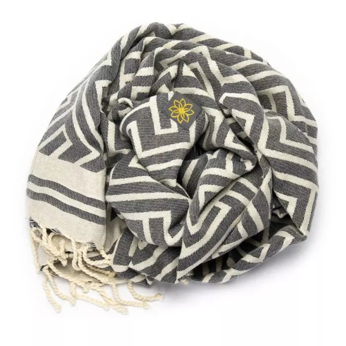 Fouta Hamamtuch Jaquard Labyrinth Muster - Midnight Sky