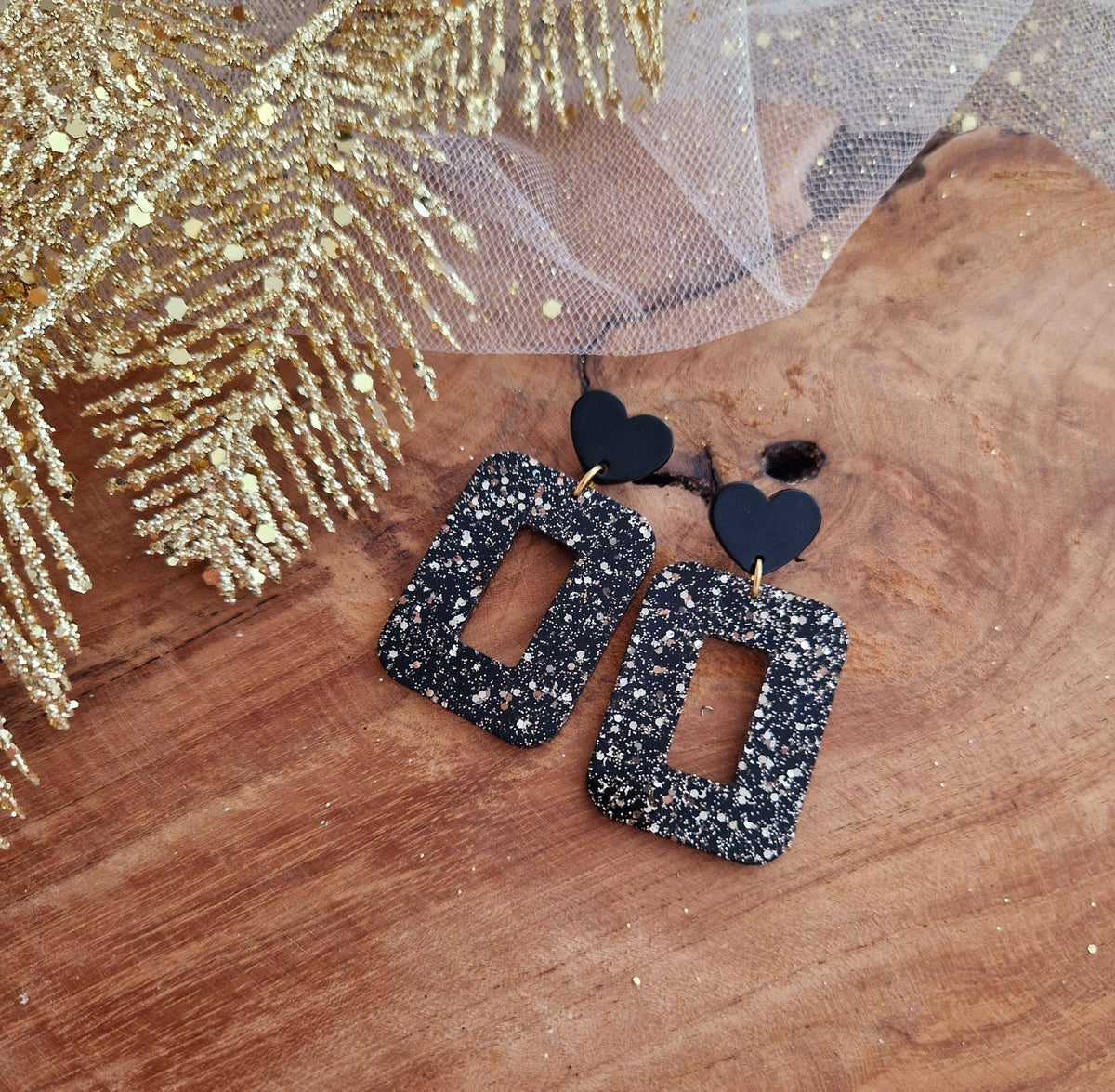 Suzette Ohrringe in Schwarz und Gold