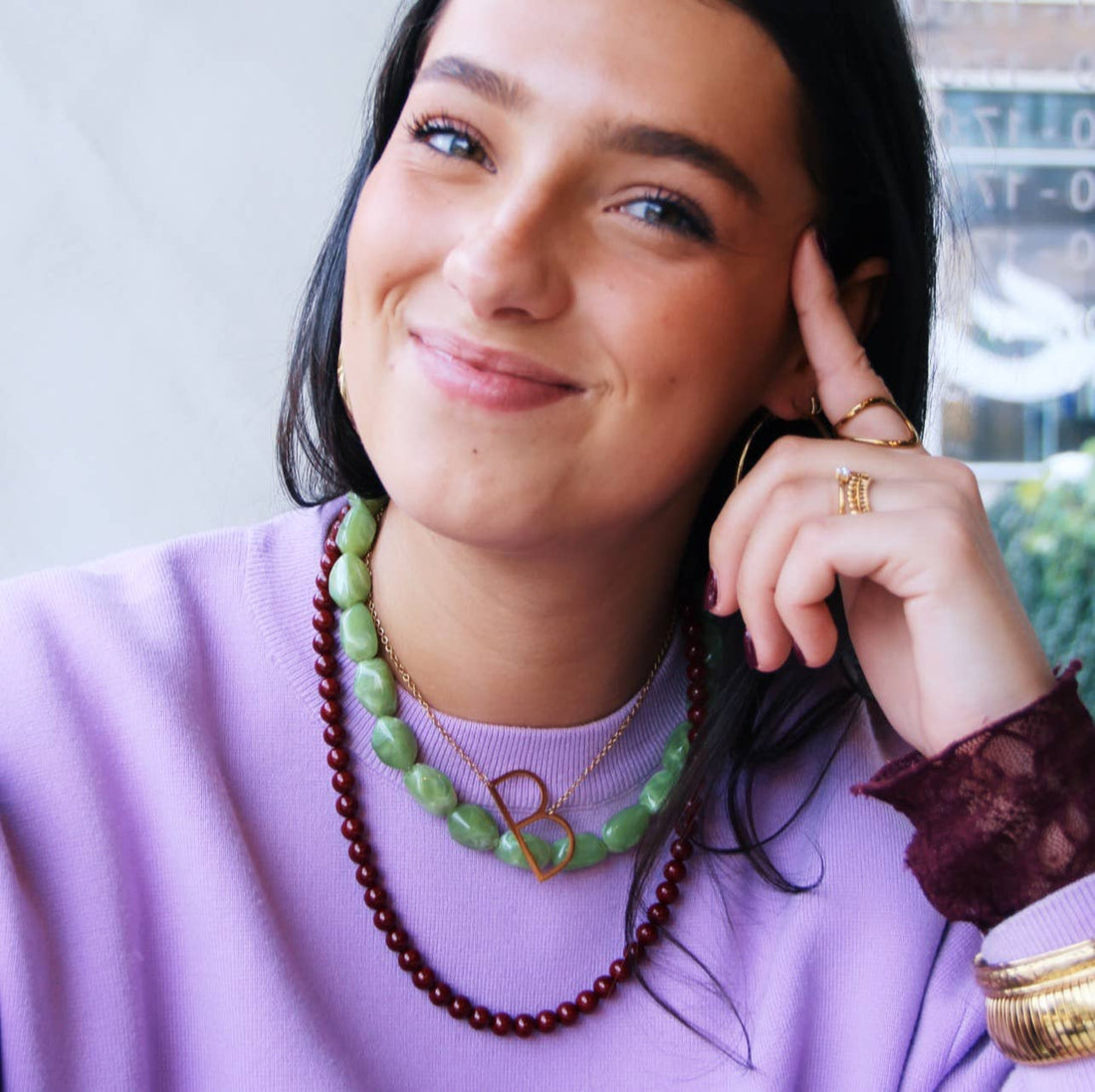 Halskette aus Natursteinperlen &