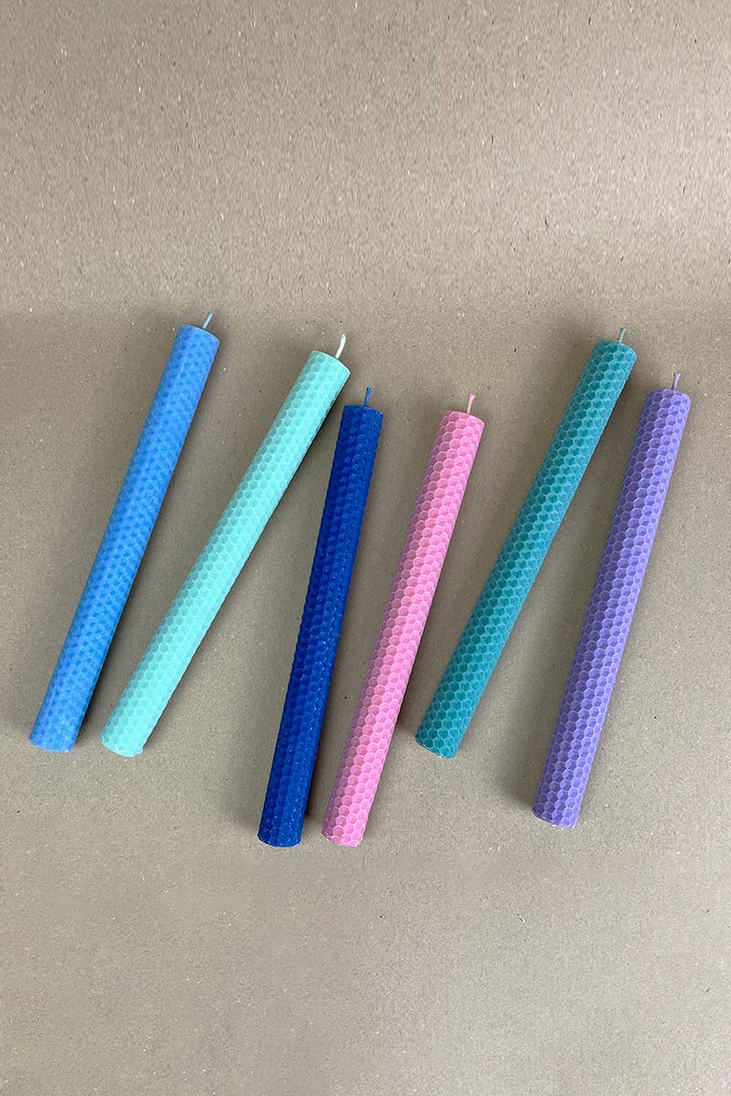 Farbige Bienenwachs Stabkerzen - rose &amp; lilac