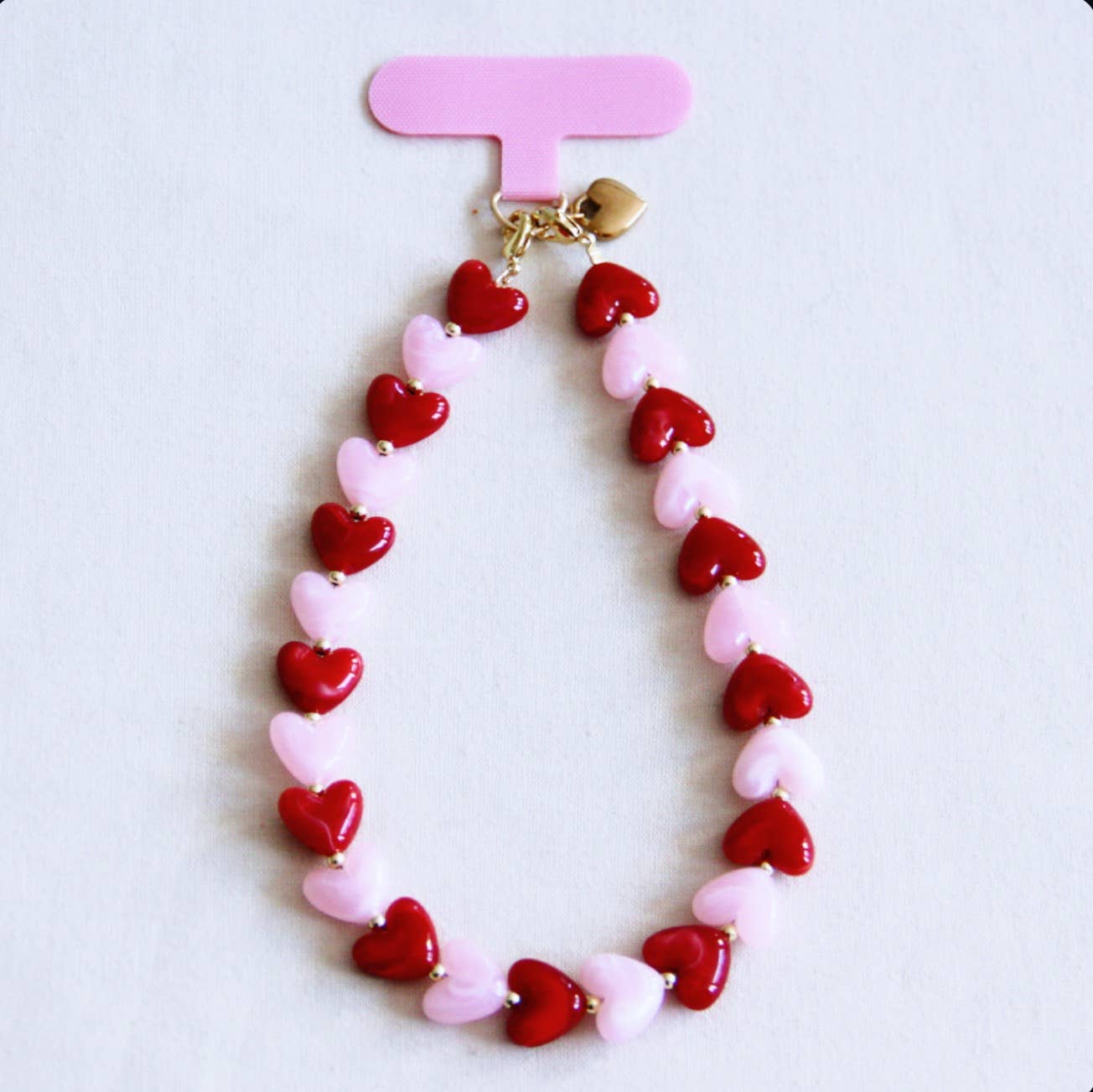 Handykette -Herzen - pink/rot