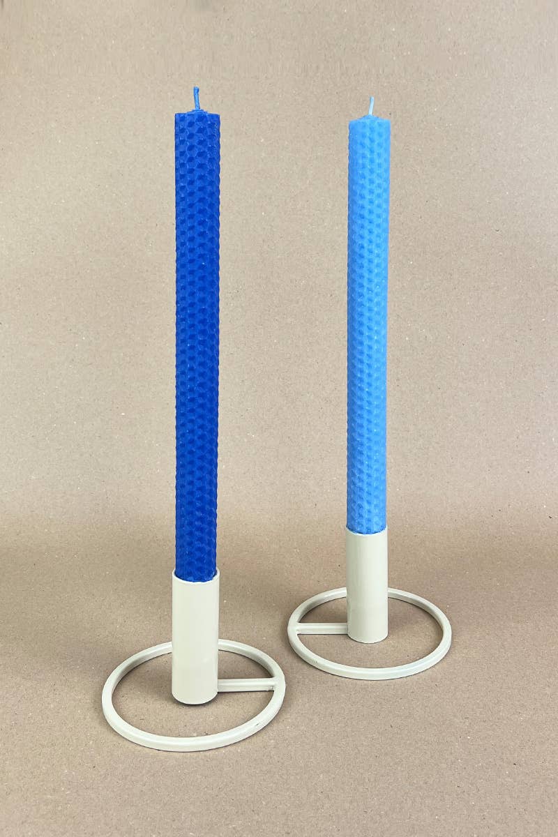 Farbige Bienenwachs Stabkerzen - blue &amp; ocean