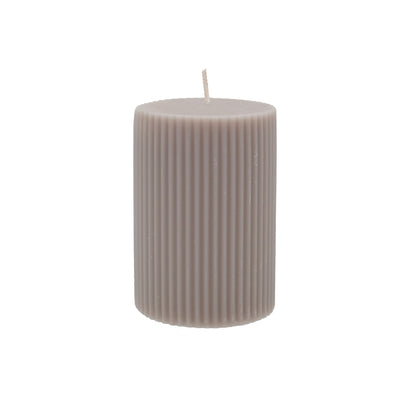 Blockkerze mit Rillen - grau