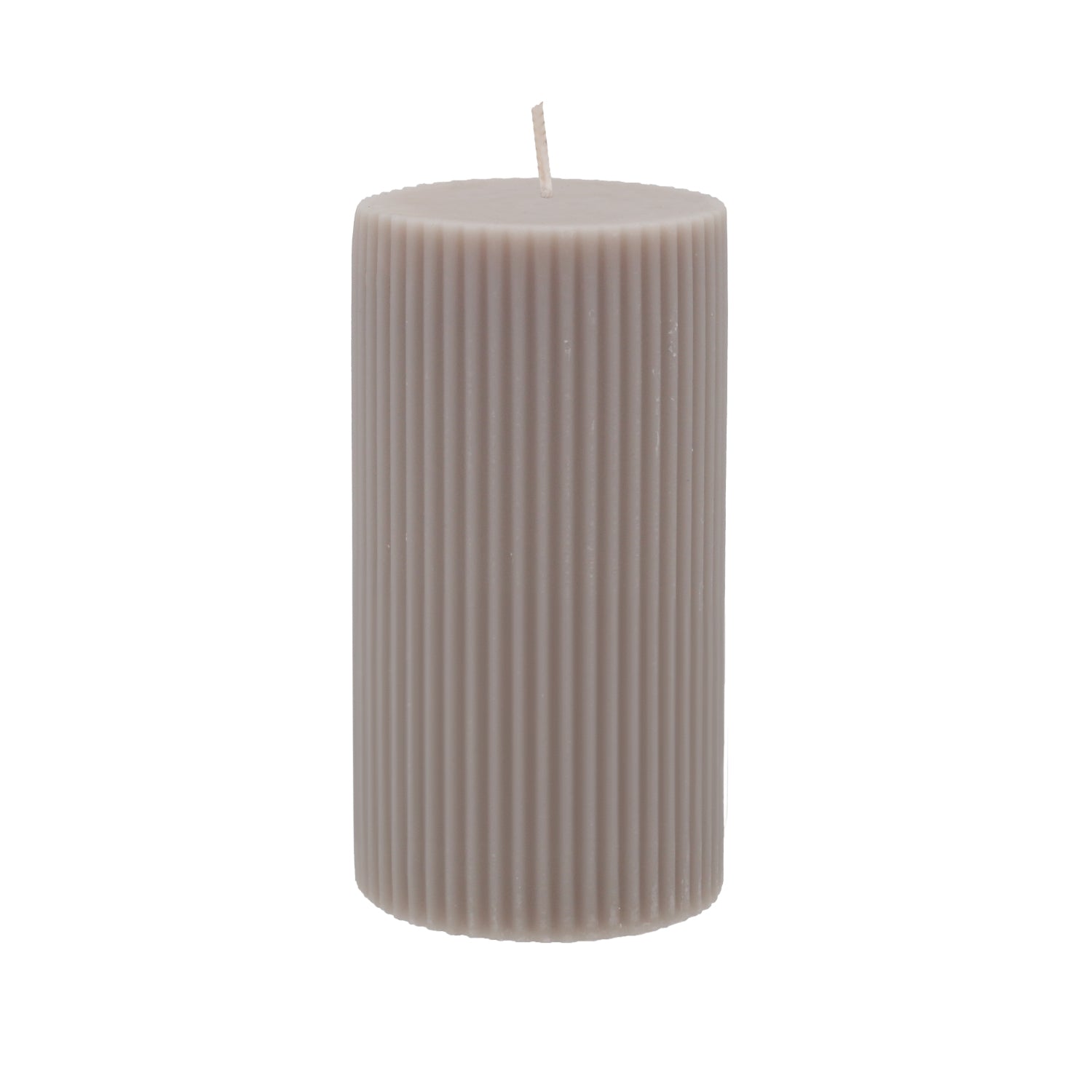 Blockkerze mit Rillen - grau