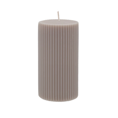 Blockkerze mit Rillen - grau